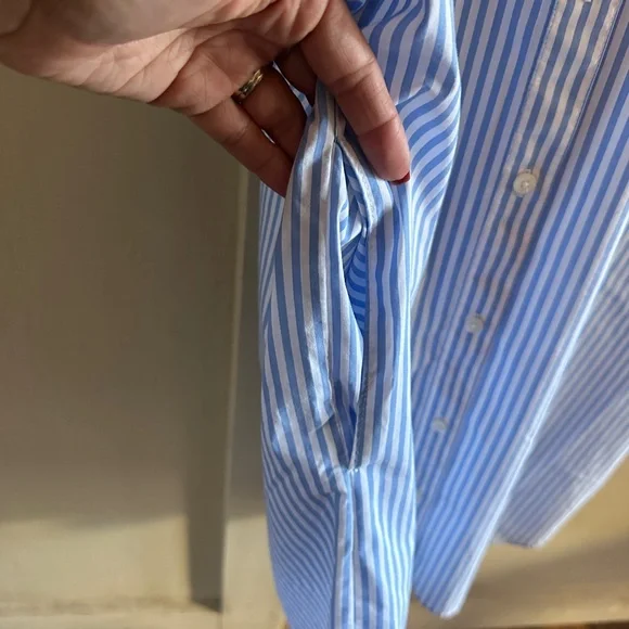 UNTUCKit Light Blue and White Striped Shirt Dress - Picture 5 of 7